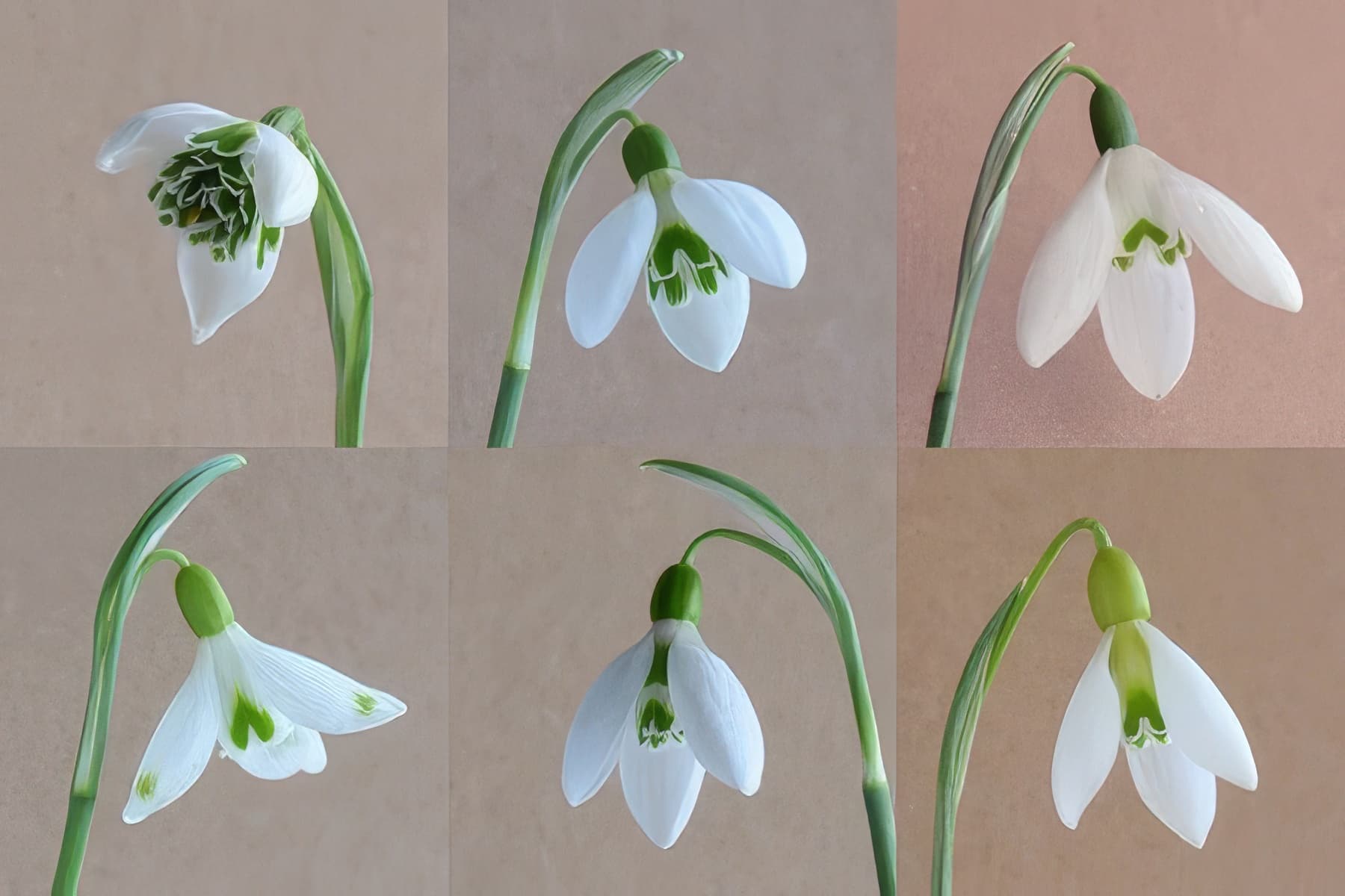 Greetings Card - 6 Snowdrops (Free P&P)
