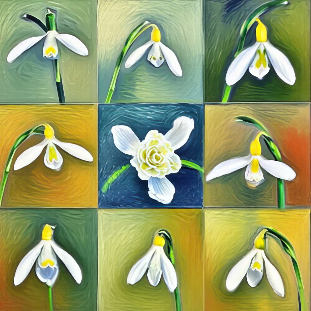 Fridge Magnet - 9 Oil Paint Images Yellow & White (Free P&P)